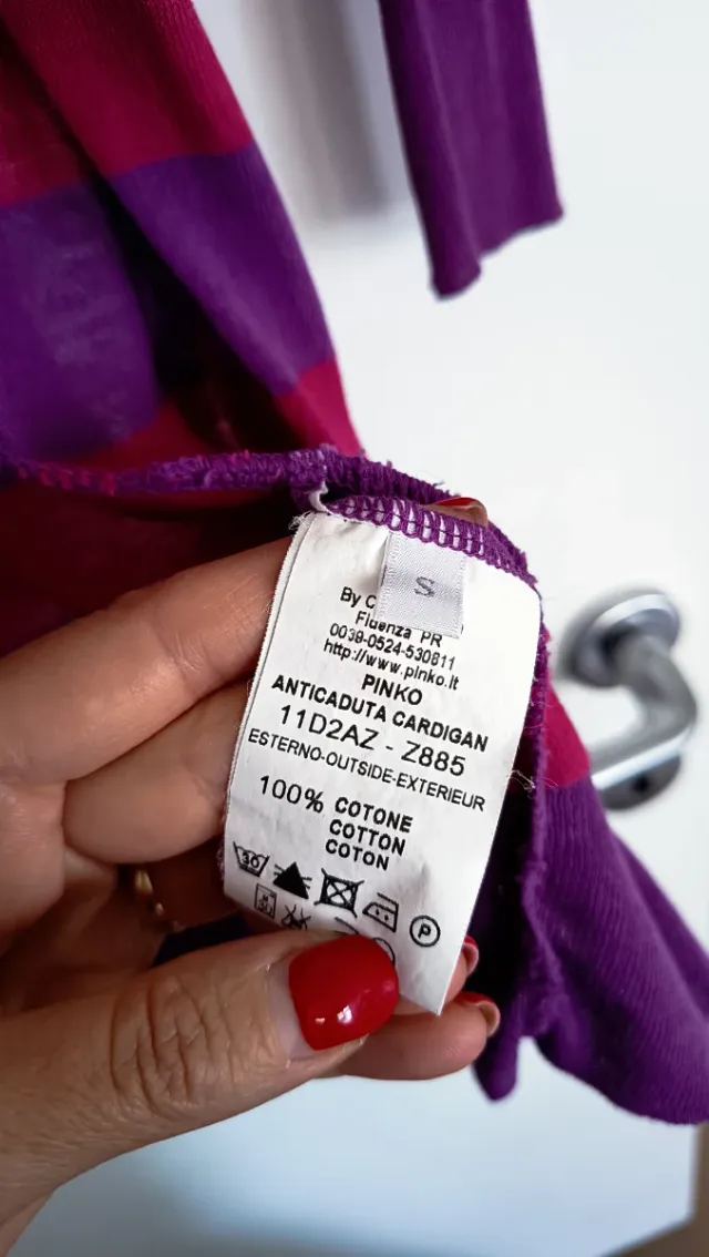 Cardigan Pinko righe fucsia/viola cotone