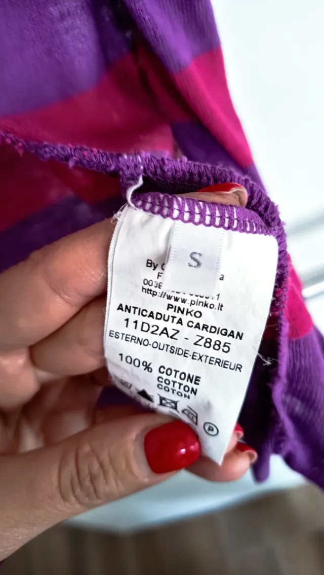 Cardigan Pinko righe fucsia/viola cotone