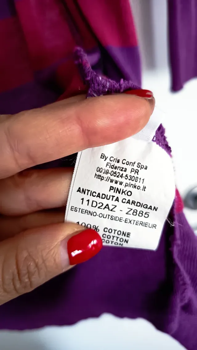 Cardigan Pinko righe fucsia/viola cotone