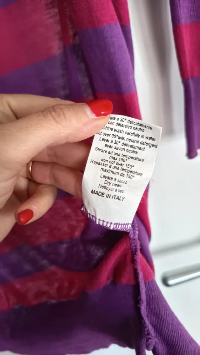 Cardigan Pinko righe fucsia/viola cotone