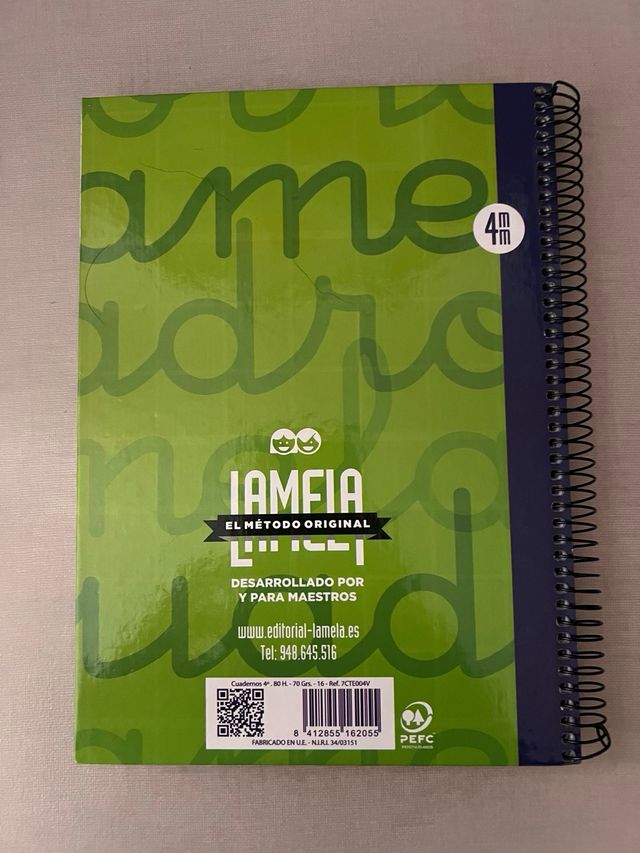 Cuaderno Lamela A5 tapa dura espiral 4mm