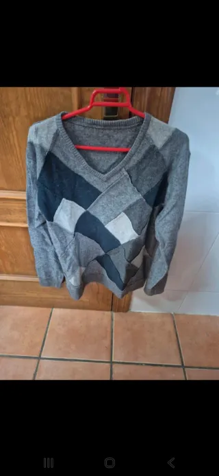 Jersey V-neck Patchwork Gris Oscuro