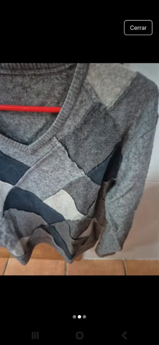 Jersey V-neck Patchwork Gris Oscuro