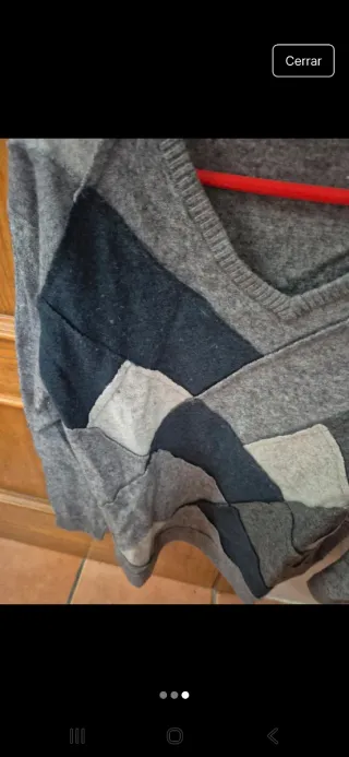 Jersey V-neck Patchwork Gris Oscuro