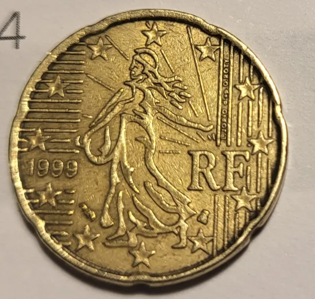 2 Monedas 20 Céntimos de Francia de 1999 y 2021
