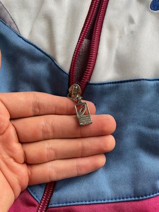 Vintage Asics Track Jacket Silver Blue Burgundy M