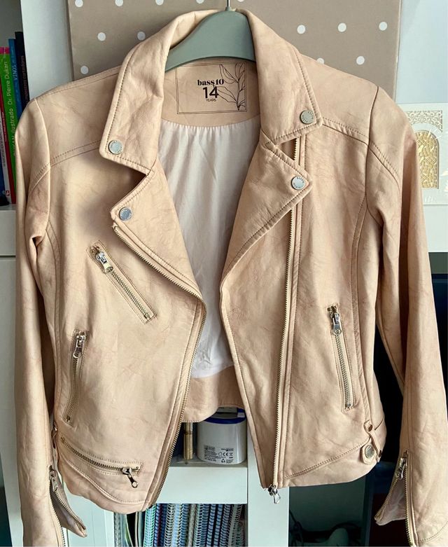 Cazadora polipiel rosa talla 14