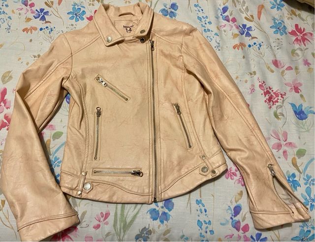 Cazadora polipiel rosa talla 14