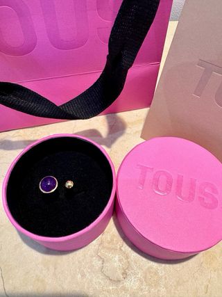 Anillo Tous Amatista Negra y Oro Ajustable