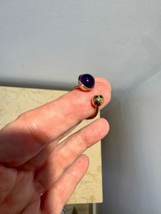 Anillo Tous Amatista Negra y Oro Ajustable