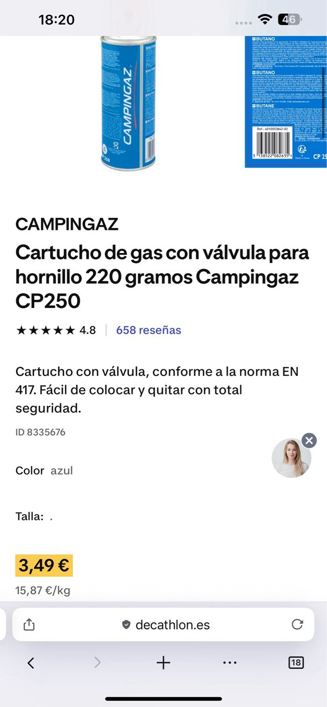 Pack 4 cartuchos gas Campingaz Isobutano
