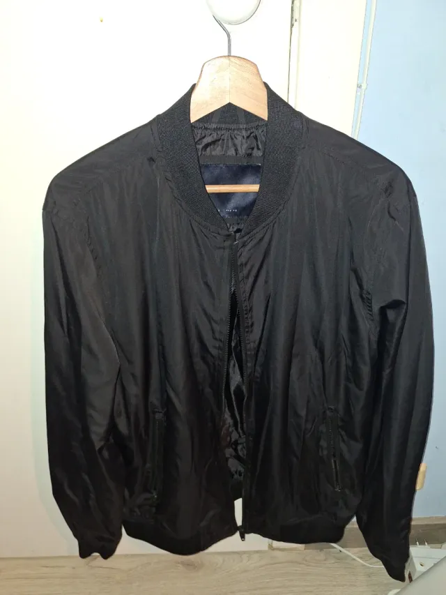 Chaqueta fina negra hombre cremallera Talla L