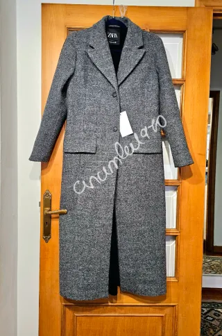 Abrigo largo combinado lana zw collection zara