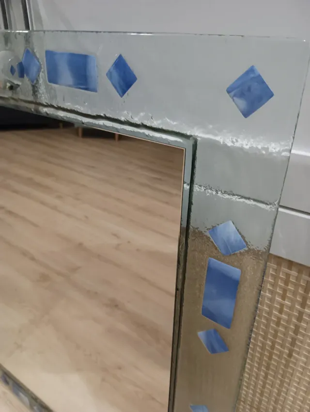 Espejo de baño cristal azul