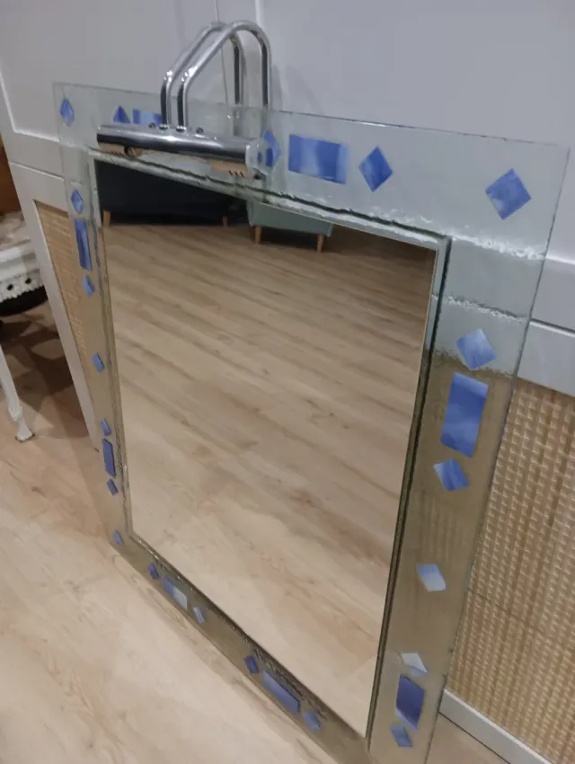 Espejo de baño cristal azul