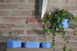 Copri Vaso Rotondo in Cemento Rustico Colore Blu