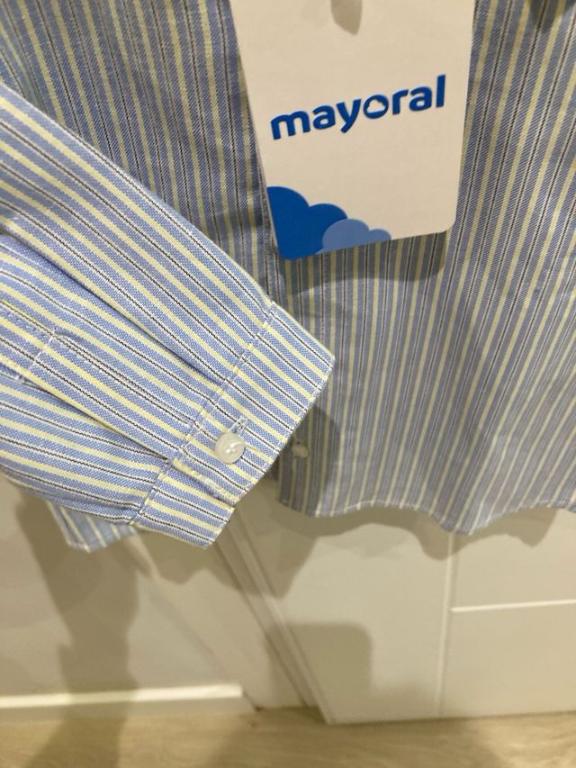 Camisa Mayoral Rayas Azul Talla 18 meses. 86 cm