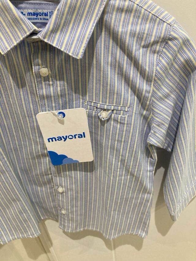 Camisa Mayoral Rayas Azul Talla 18 meses. 86 cm