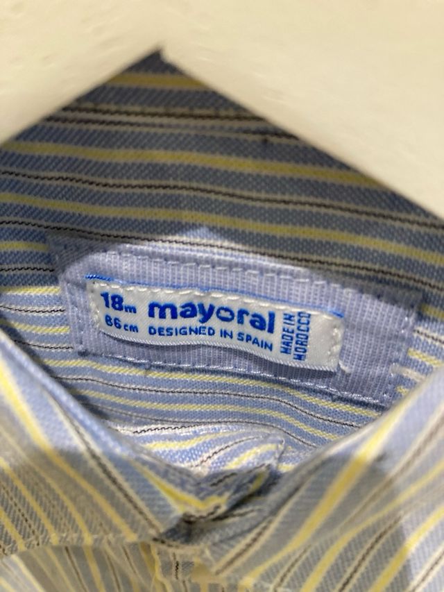 Camisa Mayoral Rayas Azul Talla 18 meses. 86 cm