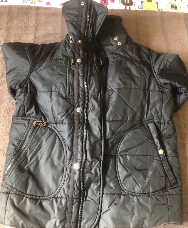 Cazadora Diesel Negra Cuello Alto