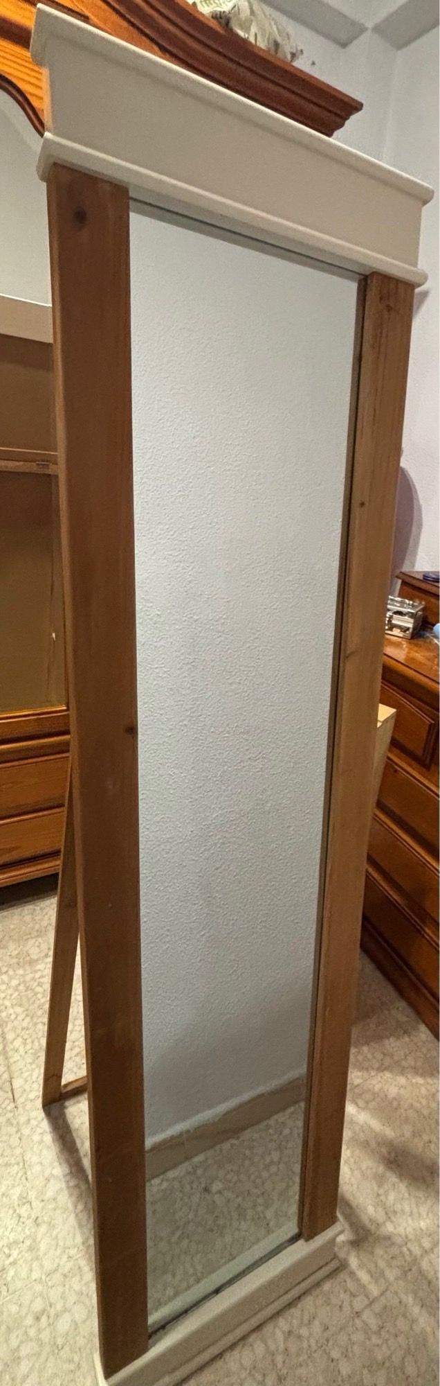 Espejo de pie madera y blanco
