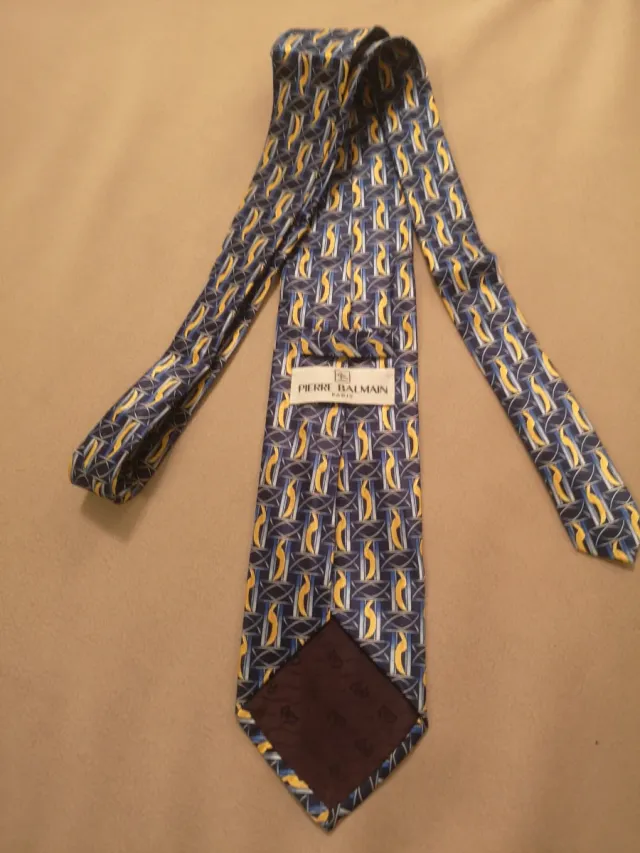 Corbata Seda Pierre Balmain Azul y Amarillo