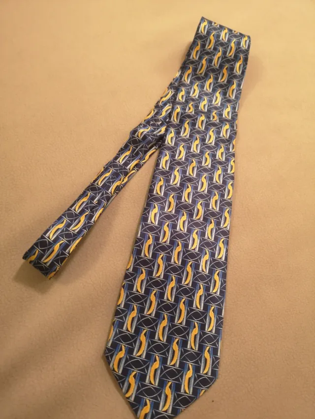 Corbata Seda Pierre Balmain Azul y Amarillo