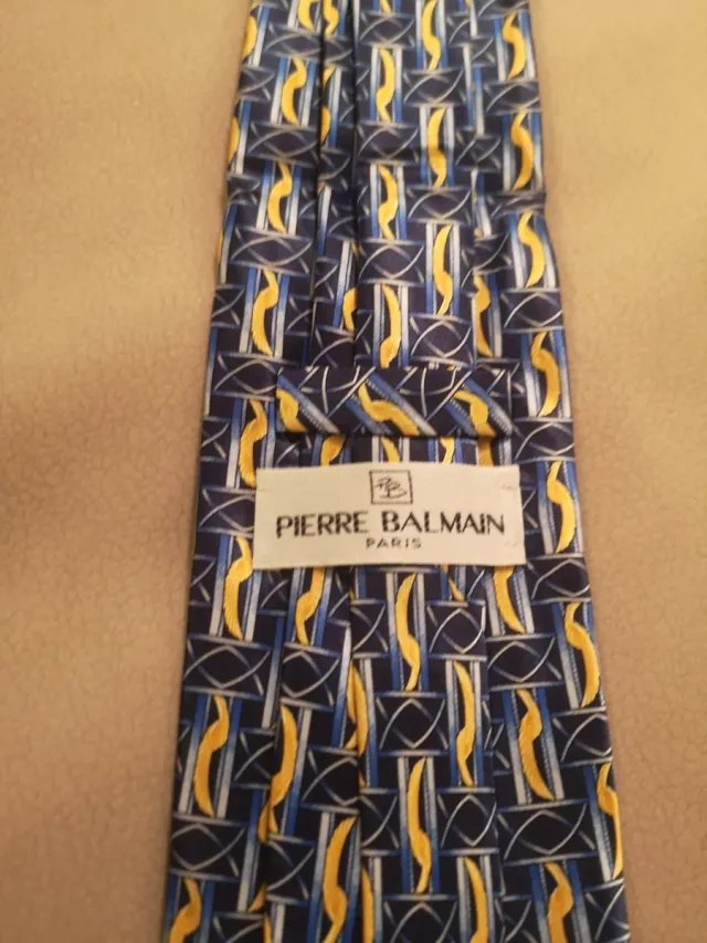 Corbata Seda Pierre Balmain Azul y Amarillo