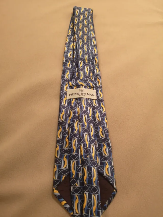 Corbata Seda Pierre Balmain Azul y Amarillo