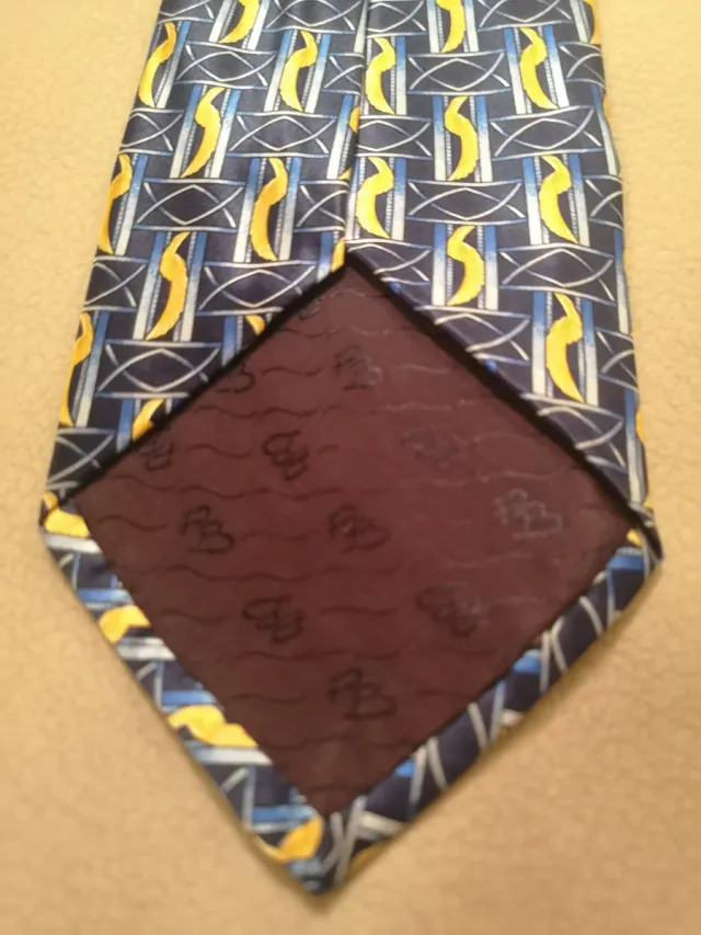 Corbata Seda Pierre Balmain Azul y Amarillo