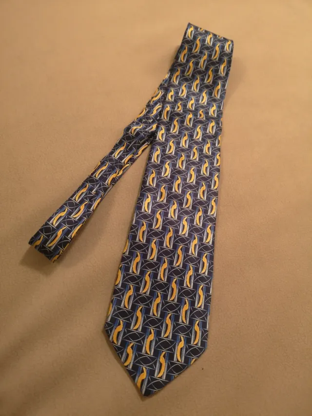 Corbata Seda Pierre Balmain Azul y Amarillo