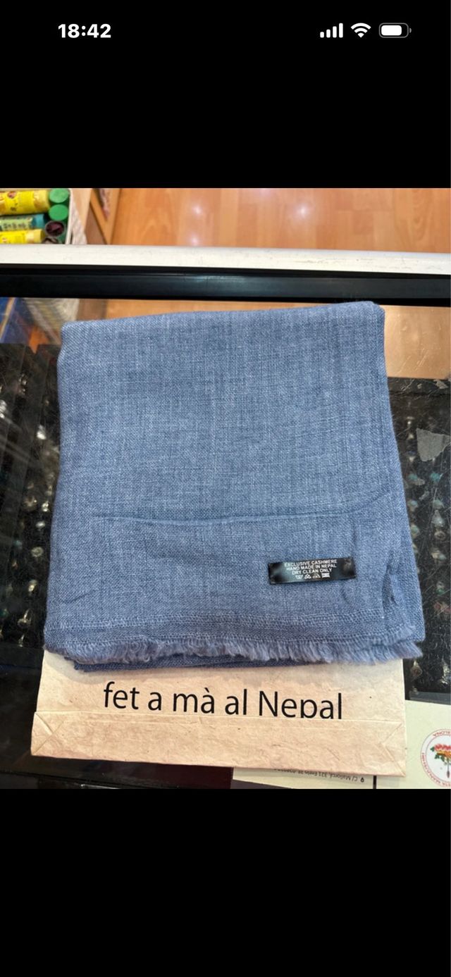 Bufanda Pashmina Azul Gris