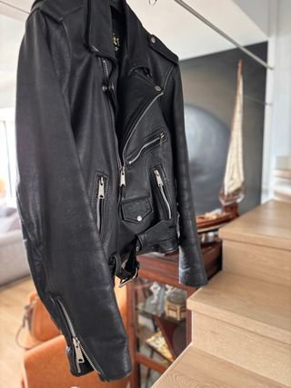 Cazadora Cuero Perfecto/Biker Negra