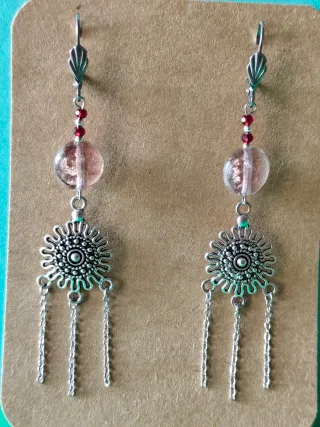 Lote Pendientes Murano Rosa y Plata