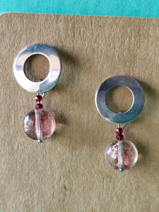 Lote Pendientes Murano Rosa y Plata