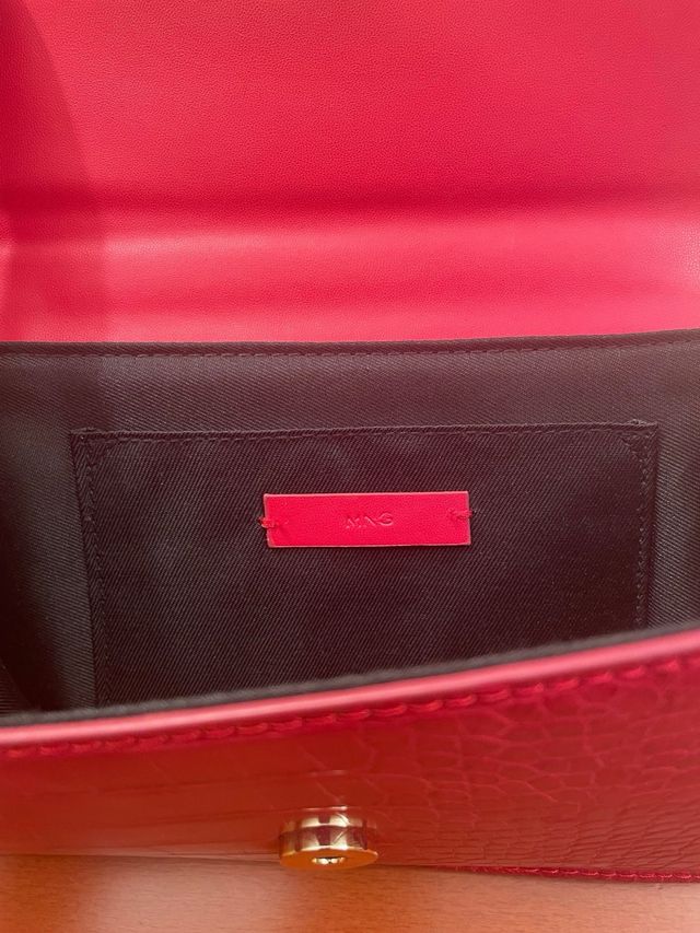 Bolso pequeño rojo efecto cocodrilo tipo cartera