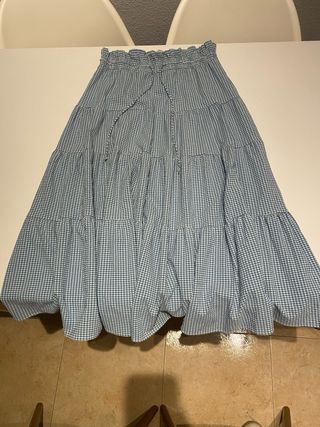 Falda Zara cuadros azul Talla M