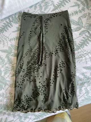 Falda midi gasa topitos verde s/m