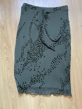 Falda midi gasa topitos verde s/m