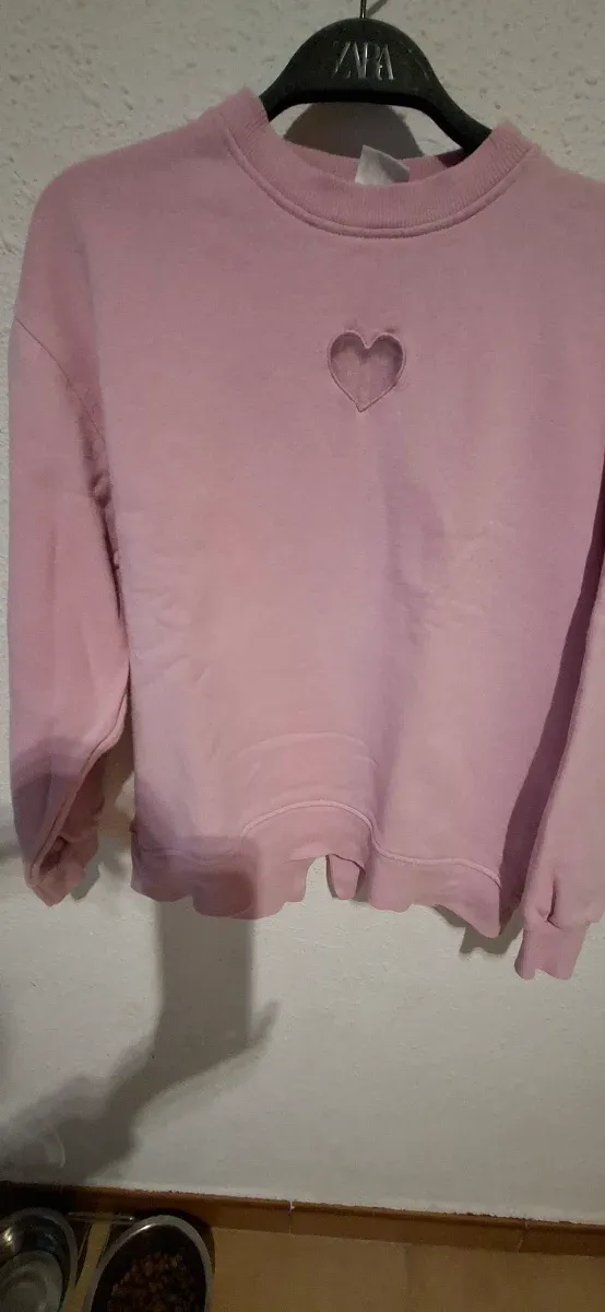 Sudadera de algodón rosa con corazón