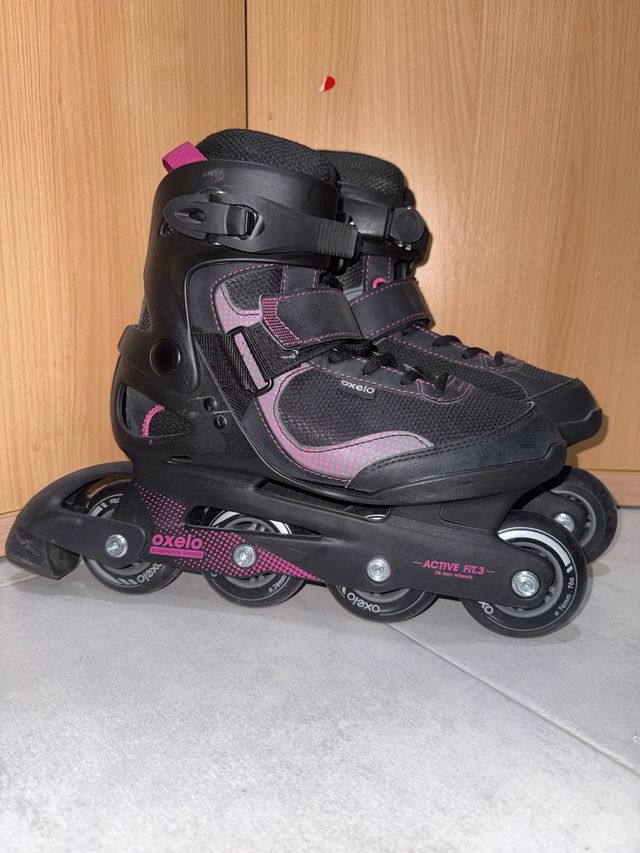 Patines en línea Oxelo negros y rosas