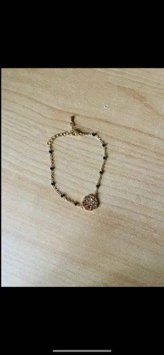 Bracciale/Cavigliera Oro con Perline Nere