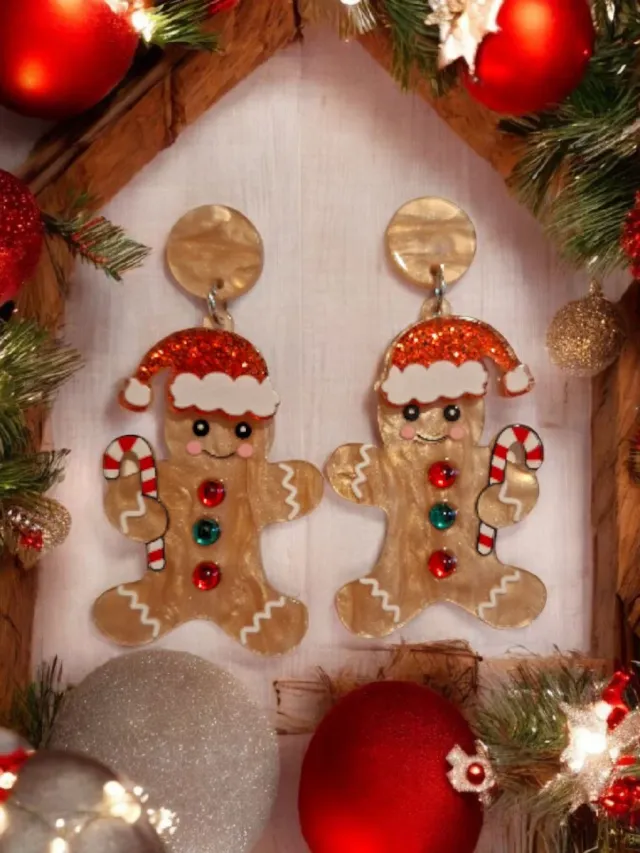 3x2Pendientes Galleta Navideña Santa