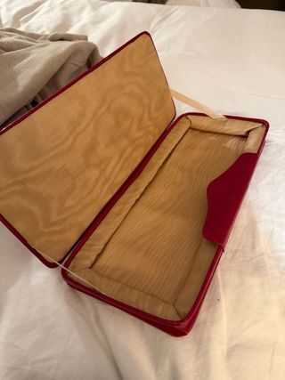 Estuche Viaje Piel Años 60 Guantes  Rojo