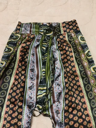 Pantalones largos seda estampado multicolor