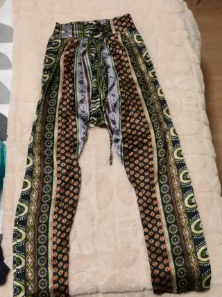 Pantalones largos seda estampado multicolor