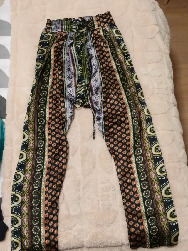Pantalones largos seda estampado multicolor