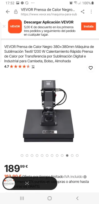 Prensa de Calor VEVOR 380x380mm