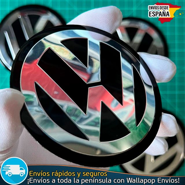 2 Emblemas Volkswagen Negro 90mm Aluminio