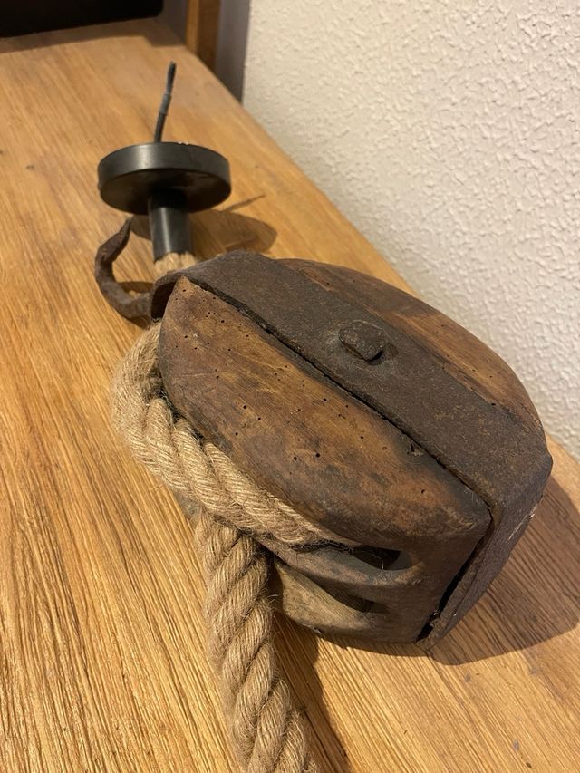 Lámpara Colgante Rústica Madera y Cuerda